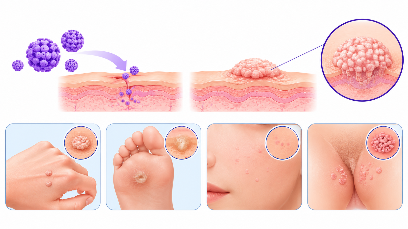 Songdo Human Dermatology_how HPV causes warts and common wart sites